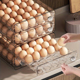 Organizador Transparente de Huevos con Diseño de Cajón Doble - Apilable, Ahorra Espacio para Refrigerador y Cocina, Base Antideslizante, Fácil Limpieza, Cartón Plástico para Frescura y Visibilidad - Ideal para Hogar y Cocinas Comerciales, Tapa Abatible