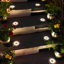 Luces de tierra de 12 LED de acero inoxidable con energía solar - Iluminación de escaleras y senderos de jardín al aire libre, decoración de paisaje eficiente en energía con macetas de flores vibrantes, luces solares al aire libre, iluminación de escaler
