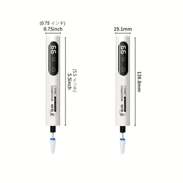 Afilador de uñas profesional para uñas gruesas, uñas viejas, belleza de uñas, extracción de uñas, onicomicosis - Recargable por USB con 4 cabezales de afilado, pantalla digital, diseño blanco y azul, afilador de uñas para uñas gruesas, salud de las uñas,