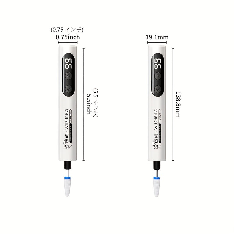Afilador de uñas profesional para uñas gruesas, uñas viejas, belleza de uñas, extracción de uñas, onicomicosis - Recargable por USB con 4 cabezales de afilado, pantalla digital, diseño blanco y azul, afilador de uñas para uñas gruesas, salud de las uñas,