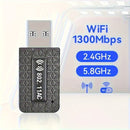 Adaptador WiFi Router para escritorio con 1300Mbps, doble banda 2.4GHz y 5.8GHz, antena de alta ganancia, modo USB, compatible con Windows 7/8/8.1/10/11, batería de botón no recargable, no incluye batería, router para hogar y oficina.