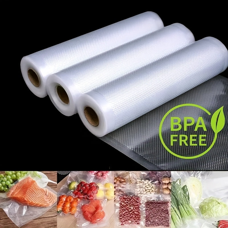 3 Rollos de Bolsas de Almacenamiento al Vacío Reutilizables AGASHE - Sin BPA, Herméticas y Sellado Rápido para Conservación de Alimentos, 3 Tamaños para Todas las Seleradoras al Vacío, Resistentes a la Congelación & Duraderas para Organización de Cocina