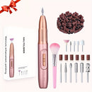 Afilador de uñas eléctrico, juego de manicura USB, herramienta de afeitado de uñas eléctrica con 5/17/34 cabezas reemplazables, máquina de cuidado de uñas y pies portátil, adecuada para uso en salones de belleza en casa, regalo para mujeres, regalo de Dí