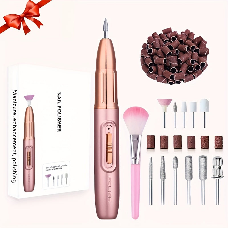 Afilador de uñas eléctrico, juego de manicura USB, herramienta de afeitado de uñas eléctrica con 5/17/34 cabezas reemplazables, máquina de cuidado de uñas y pies portátil, adecuada para uso en salones de belleza en casa, regalo para mujeres, regalo de Dí