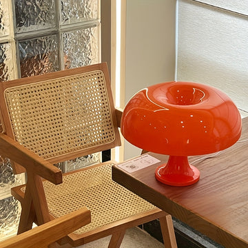 Lámpara de mesa LED moderna con diseño de hongo, 1 unidad - Alimentación por USB, luz naranja brillante, diseño elegante en plástico para decoración de dormitorio, sala de estar y hotel, lámpara de hongo