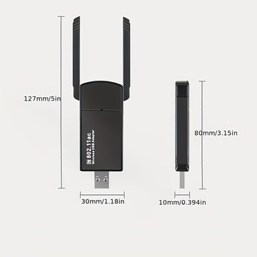 Adaptador sin varillas para PC de Escritorio Adaptador de Red USB 1300Mbps con Antena Doble Banda de Alta Ganancia Integrada 5G/2.4G - ¡Conecta y Usa inmediatamente tu PC con WiFi y función de punto de acceso móvil compatible con Windows 10/11!