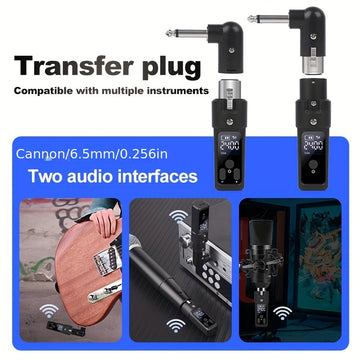 Sistema de Micrófono Inalámbrico NGUVMN con Conector XLR, Transmisión de Larga Distancia de 2.4GHz, Alimentado por USB, Sin Retroalimentación, Negro de Resina, Compatible con Micrófonos Condensadores y Dinámicos, Amplificadores y Tubos de Soplado, Superp