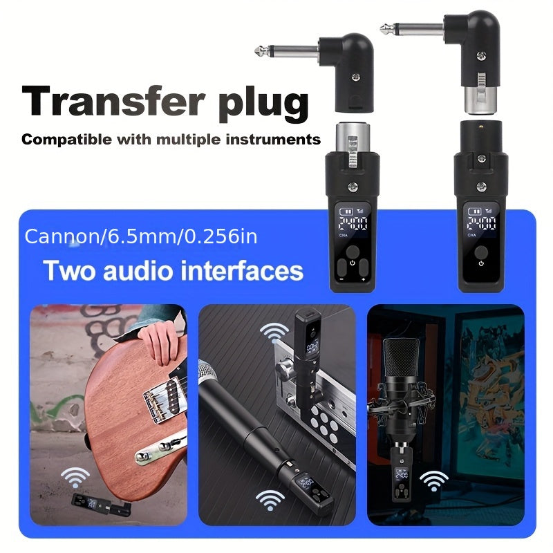 Sistema de Micrófono Inalámbrico NGUVMN con Conector XLR, Transmisión de Larga Distancia de 2.4GHz, Alimentado por USB, Sin Retroalimentación, Negro de Resina, Compatible con Micrófonos Condensadores y Dinámicos, Amplificadores y Tubos de Soplado, Superp