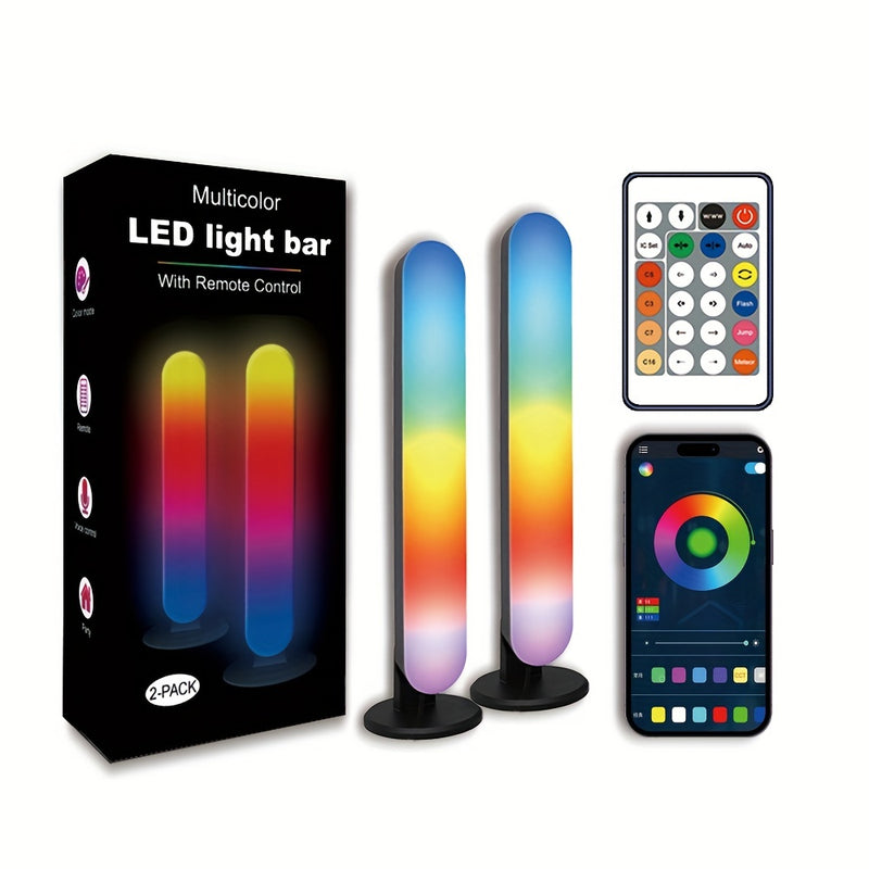 1 juego de Barra de Luz LED Inteligente, 2pcs Lámpara LED RGBIC Inteligente con Más de 100 Modos Dinámicos y Modos de Sincronización con Música, Retroiluminación LED para TV, Iluminación de Ambiente, Iluminación de Ambiente para Juegos, Películas, PC, TV