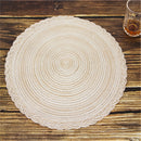 4 individuales redondos trenzados de poliéster - Solo lavado a mano, rayas beige y café, individuales resistentes para comedor, cocina o mesa de centro, individuales para mesa de cocina | Textura trenzada | Poliéster