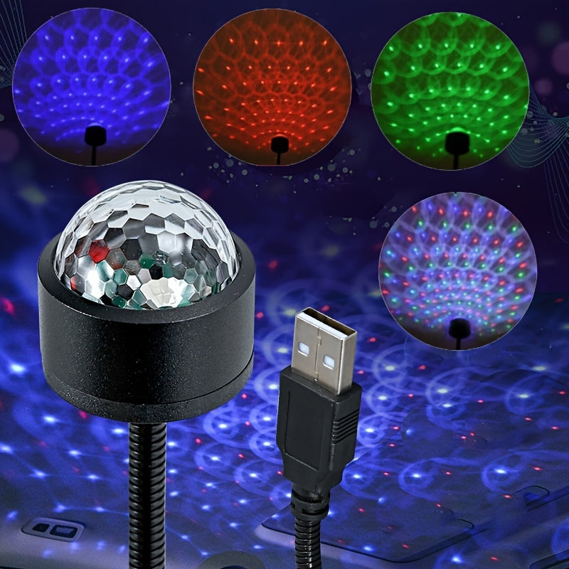 1 unidad de luz nocturna LED USB con proyección de estrellas para techo, luz ambiental con ritmo musical, efecto mágico para fiestas y discoteca en interiores