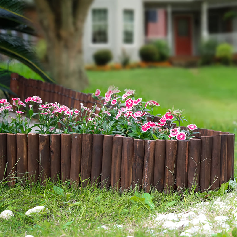 Valla de jardín de madera rústica de diseño curvo flexible para protección de mascotas y privacidad, decoración de patio y sendero en estilo pastoril, valla de jardín, barrera de protección de mascotas, estética natural, madera duradera.