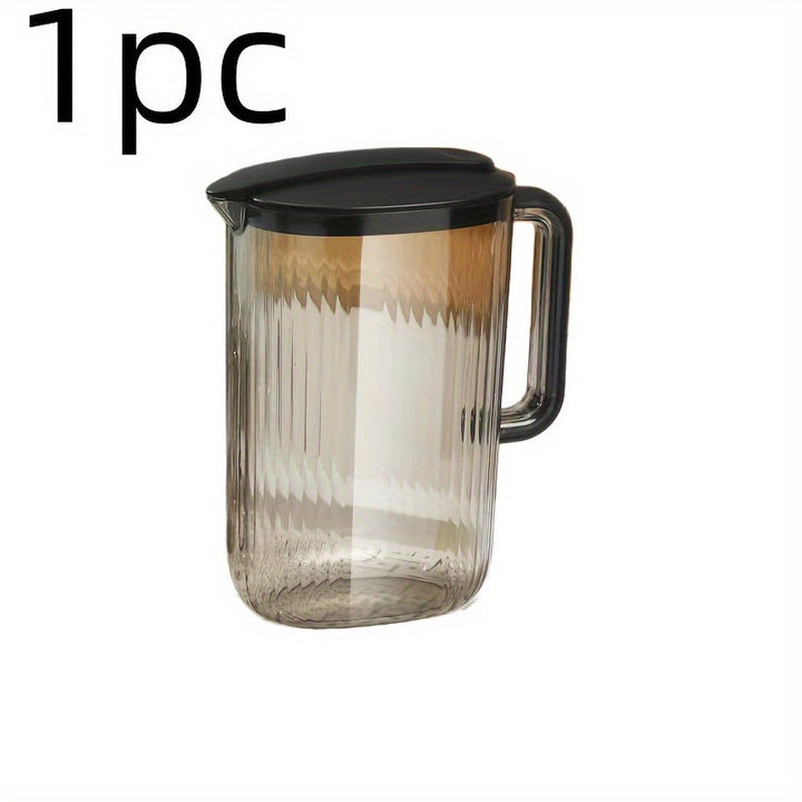1pc Jarra de Agua Fría de 2L de Gran Capacidad con Tapa - Recipiente de Bebida de Plástico Duradero, Opciones en Teal y Transparente con Asas Negras, Perfecto para la Cocina de Casa y Camping al Aire Libre, Jarra de Agua para Nevera