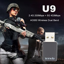 Adaptador inalámbrico Tenda U9 AC650Mbps, doble banda, autoinstalación, USB, 802.11ac, Ethernet, receptor inalámbrico ZZM TRADING
