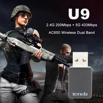 Adaptador inalámbrico Tenda U9 AC650Mbps, doble banda, autoinstalación, USB, 802.11ac, Ethernet, receptor inalámbrico ZZM TRADING