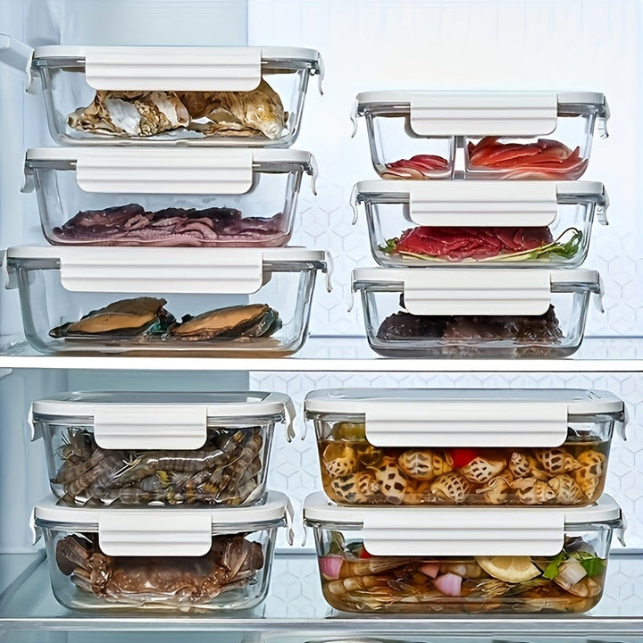 10 piezas de recipientes herméticos para alimentos, 5 de 850 ml + 5 de 1400 ml, caja de almacenamiento y conservación, ideal para cocina, picnic al aire libre, frutas, verduras, carne, cereales, ensaladas y más, lonchera