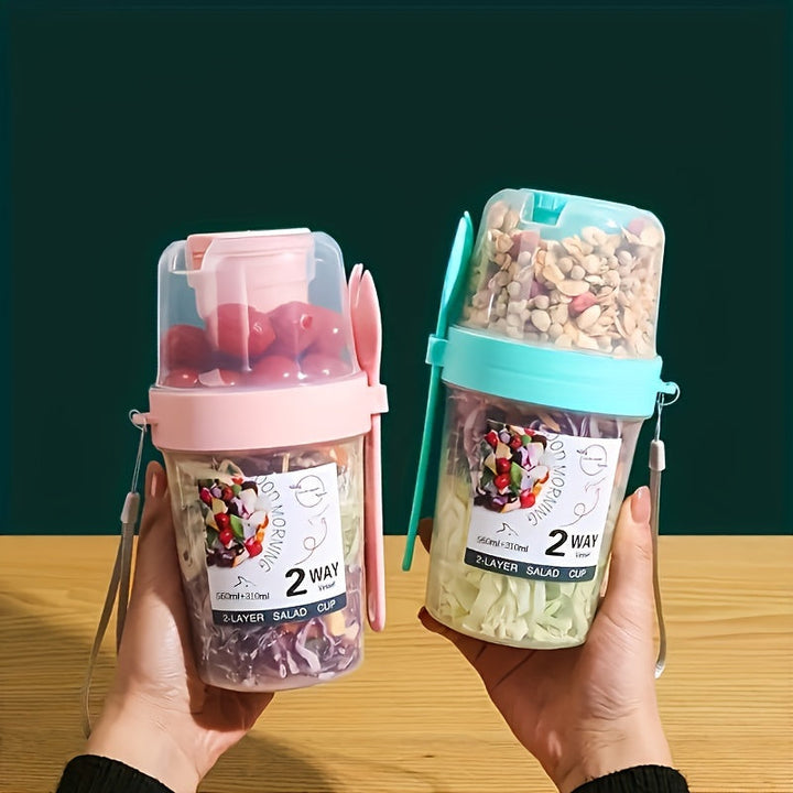 1 taza de ensalada, taza de ensalada con sacudidor, recipiente de ensalada saludable de plástico con tenedor, picnic, camping, viajes al aire libre, senderismo, deportes, almuerzos fáciles, desayunos, tazas de ensalada, Navidad, Halloween, festivales de