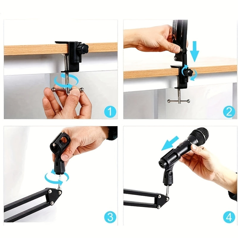 Soporte de micrófono de metal negro Arabest con brazo de tijeras ajustable - Ideal para grabación de estudio, transmisión en vivo de video y canto en línea, equipo de transmisión en vivo|Soporte de altura ajustable|Calidad de construcción duradera, sopor