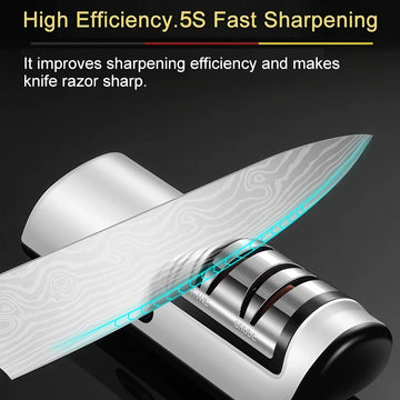 Afilar Cuchillos Profesional de 2 Etapas Eléctrico, Afilador para Diversos Cuchillos de Cocina, Función Rápida de Afilado y Pulido, Herramienta de Cocina Fácil de Usar