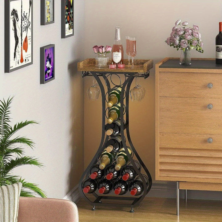 2025 Nuevo Soporte para Botellas de Vino Xiaohongshu con Estante de Vidrio, Mesa Mini Bar para 14 Botellas, Ideal para Bares en Casa, Cocinas y Salas