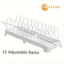 Organizador Expandible de Ollas y Sartenes, Organizador de Ollas y Sartenes Expandible Multifuncional de 12 pzas para Gabinete con Compartimentos Ajustables, Tapa y Almacenamiento de Utensilios de Cocina