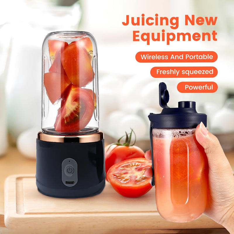 1 juego, vaso para jugos de alta calidad, capacidad de 400 ml, tapa portátil 2 en 1, 6 cuchillas para extracción, licuadora para deportes y viajes, recargable por USB