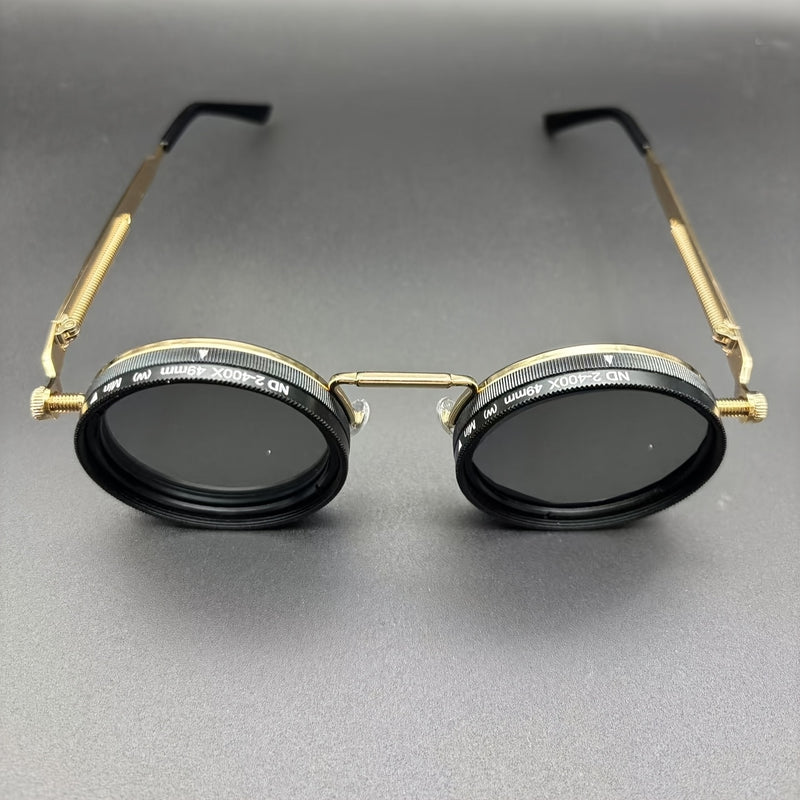Lentes de moda con luz ajustable, ideales para diversas ocasiones, fiestas retro punk, festivales, para hombres y mujeres. Temporada de Pascua, graduación, Halloween, Navidad. Lentes de aluminio-magnesio, armazón de aleación, estuche y paño para limpiar