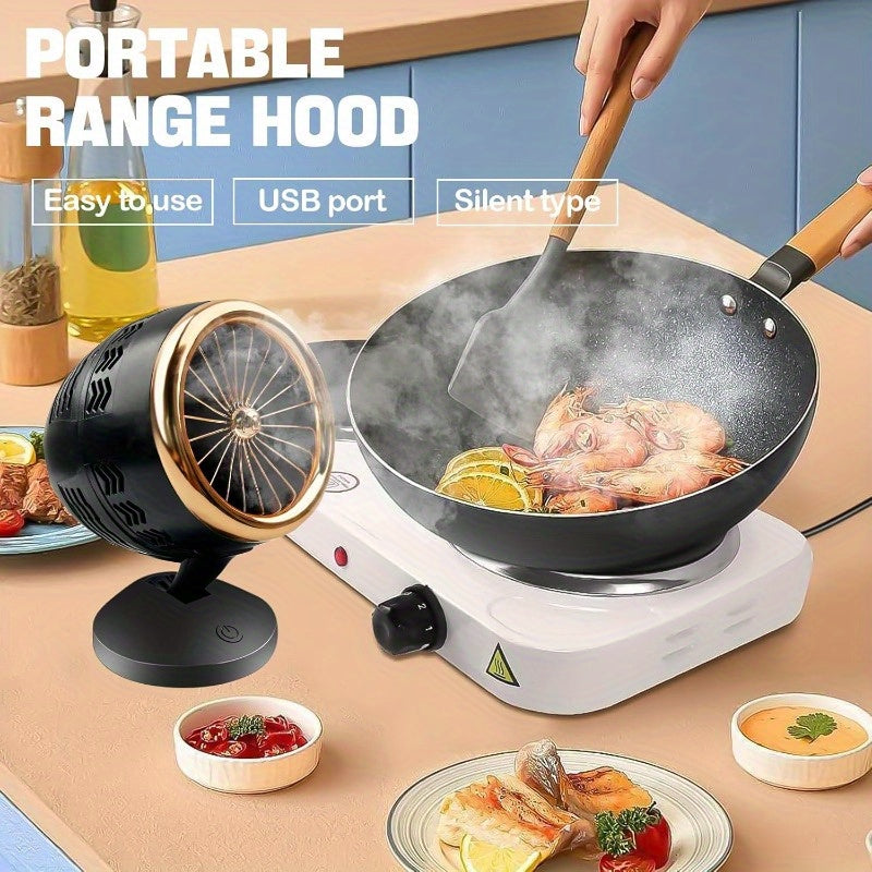 Campana Extractora Portátil con Alimentación USB y 3 Velocidades de Viento & Filtros Desmontables - Ventilador de Escritorio Mini para Cocina, Barbacoa, Olla Caliente, Filtración de Humo de Aceite & Fuente de Energía, Campana Extractora Portátil | Campan