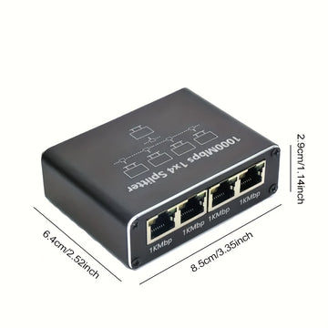 Conmutador Ethernet Gigabit LEINSIS / Adaptador de Red - Router de 4 Puertos con Alimentación USB, Puertos RJ45, Auto-Negociación y MDI/MDIX, Compatible con Cables Cat5/5e/6/7/8, para Oficina en Casa, Gaming, Streaming - Diseño Compacto, Hub de Red Domés