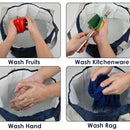 Cubo de baño de pies plegable en azul oscuro - Cubeta de tela de Oxford portátil para alivio calmante, ideal para viajes, camping, pesca y relajación en casa, cubeta de spa para pies al aire libre|Cubeta de relajación|Tela de Oxford duradera