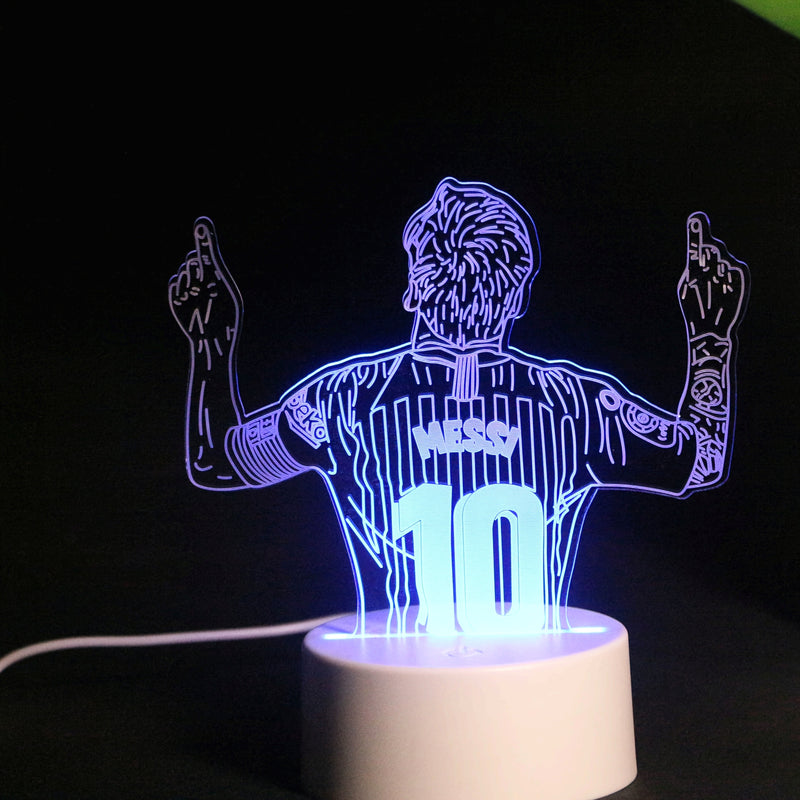 1pc Luz Nocturna LED 3D de Messi - Estrella del Fútbol Verde para Escritorio con Control Gráfico, Alimentada por USB, Interruptor Táctil, Diseño de Trofeo Mate, Perfecta para Aficionados y Entusiastas Deportivos