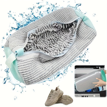 Bolsa de Lavado Resistente para Zapatos con Malla Reforzada y Cierre Seguro - Gris-Amarillo, Ideal para Zapatillas, Joyería, Ropa Delicada - Apta para Lavadora y Secadora, Diseño Portátil, Poliéster Duradero, Uso en Casa o Viaje