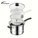 Set de Cocina SENBOWE de Acero Inoxidable - Freidora, Cesta de Vapor y Tapa con Asa para Cocinar, Freír y Vaporizar de Forma Versátil