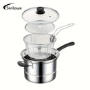 Set de Cocina SENBOWE de Acero Inoxidable - Freidora, Cesta de Vapor y Tapa con Asa para Cocinar, Freír y Vaporizar de Forma Versátil