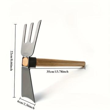 Una herramienta de jardín: azada doble cara de metal duradera, ideal para cultivo de flores y vegetales, perfecta para jardinería en casa y proyectos artísticos