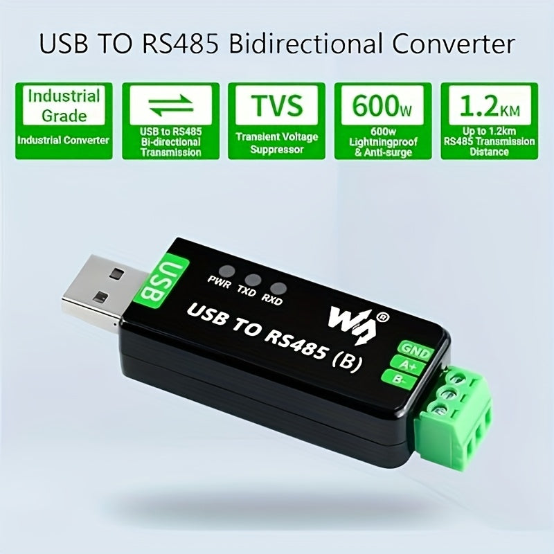 Conector USB a RS485 industrial - Comunicación rápida, adaptador original FT232RL y SP485EEN, protección ESD integrada, fusible reestable, para ACQUAC, DELL, AKN, HUA y más