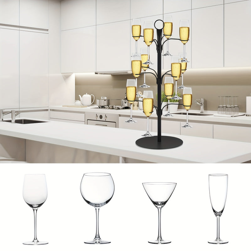 Soporte de árbol de bebidas de metal de 12 tazas - Exhibidor de bar desmontable para whiskey, bebidas, champán y más, soporte de bebidas para fiestas | Soporte de metal elegante | Diseño desmontable