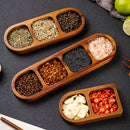 1pc Bandeja de madera de 3 compartimentos con tapa - Ideal para especias, salsas y aperitivos - Perfecta para BBQ, pícnic y uso diario, Esenciales para pícnic|Elegante bandeja de madera|Materiales de madera duraderos, Bandejas para servir