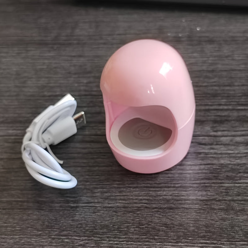 Mini Lámpara LED para Uñas con USB – Luz Portátil para Esmalte en Gel, Diseño Compacto con Exterior Blanco e Interior Amarillo, Ideal para Manicuras en Casa