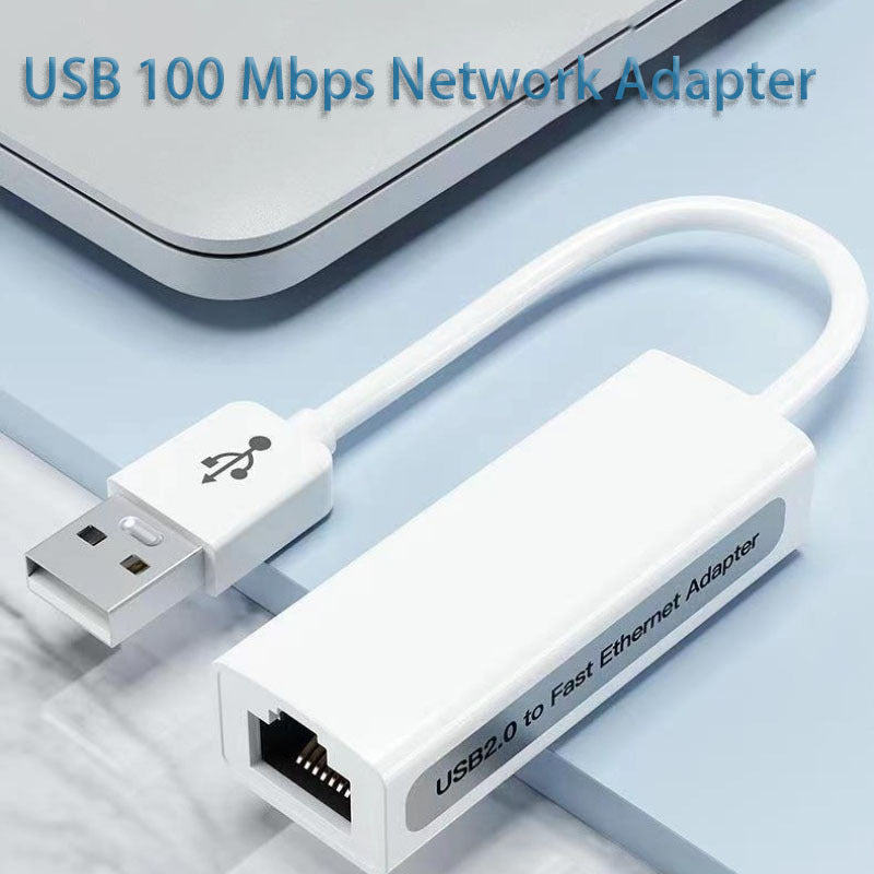 Adaptador de red Ethernet USB 2.0 portátil con velocidad de 100 Mbit/s, función Plug-and-Play, no requiere controlador.