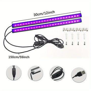 Tira de LED de luz negra UV, 1 metro de aleación de aluminio metálico, alimentada por USB, voltaje de funcionamiento de 5 V, fuente de luz LED para decoración, no requiere batería - Ideal para Halloween, Navidad, fiesta de cumpleaños, pintura corporal, c