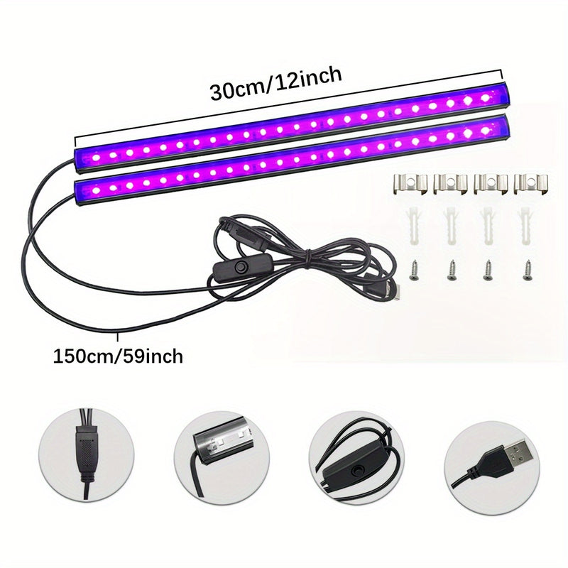 Tira de LED de luz negra UV, 1 metro de aleación de aluminio metálico, alimentada por USB, voltaje de funcionamiento de 5 V, fuente de luz LED para decoración, no requiere batería - Ideal para Halloween, Navidad, fiesta de cumpleaños, pintura corporal, c