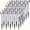 10 Piezas de Luces Solares de Acero Inoxidable para Exteriores, Luces de Palo con Energía Solar para Patio, Césped, Parque, Jardín y Paisajismo, Luz Blanca Fría