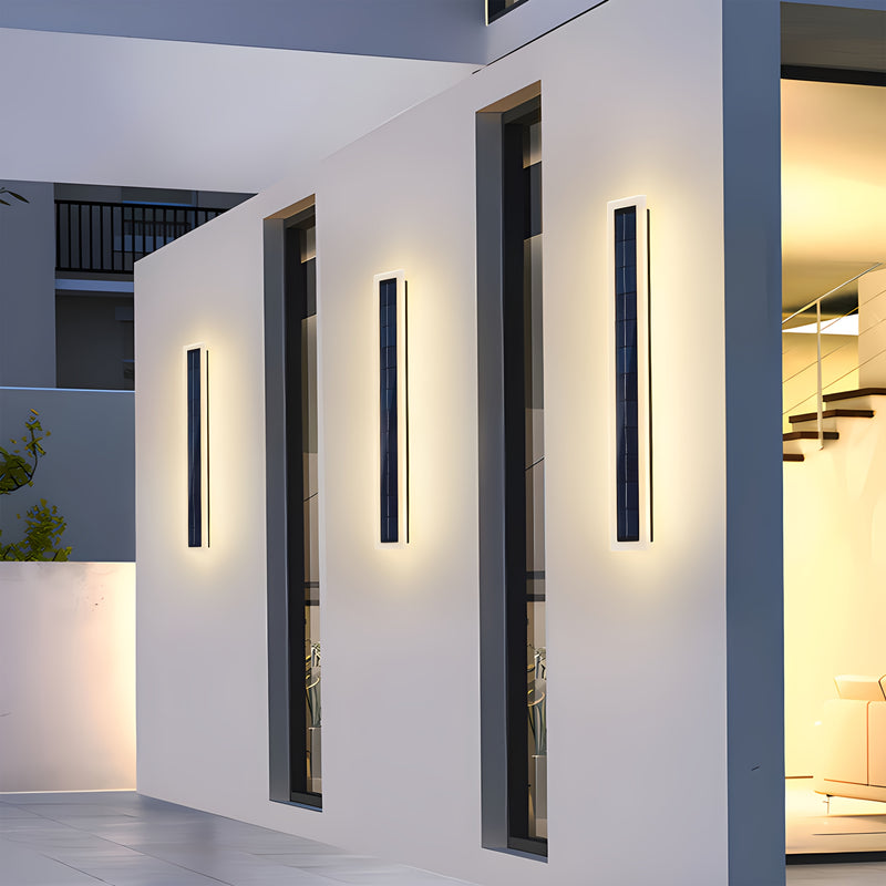 Lámpara de pared exterior con energía solar, 10W LED con pantalla de acrílico, montaje semiempotrado de 60 cm, control con sensor de luz, portátil, batería de litio recargable, incluye hardware de instalación, para porche, patio o entrada principal