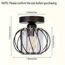 1 pieza de luz de techo semi-inclinada moderna, diseño de jaula de metal con paneles de vidrio, base de bombilla E26, cableado duro, acabado con aceite para sala de estar, pasillo, baño, cocina - bombilla no incluida, iluminación para techo