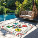 Alfombra de Terciopelo/852gsm Poliéster Estilo Francés Floral para Camping y Exteriores - Bajo Pelo, Suave, Antideslizante y Lavable a Máquina, Ideal para Interior y Exterior, Diseño Moderno Grande con Base Antideslizante en Crema