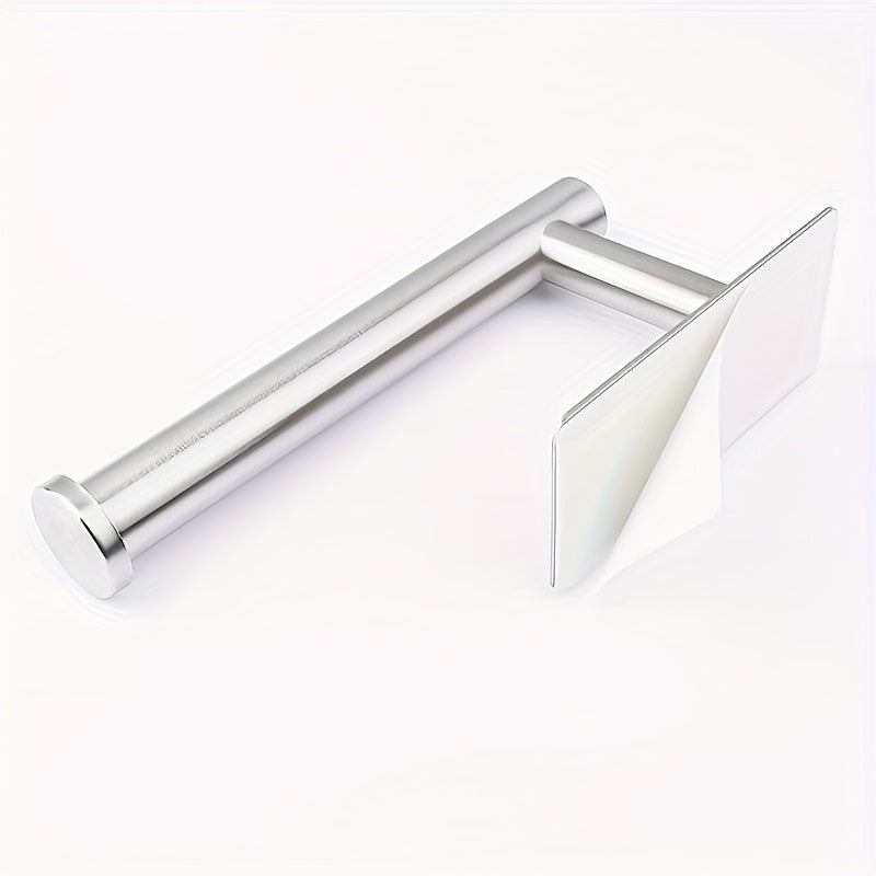 Soporte para papel higiénico de acero inoxidable elegante, 1 unidad, montaje en pared sin taladro con doble opción de instalación, ideal para baño y decoración de baño
