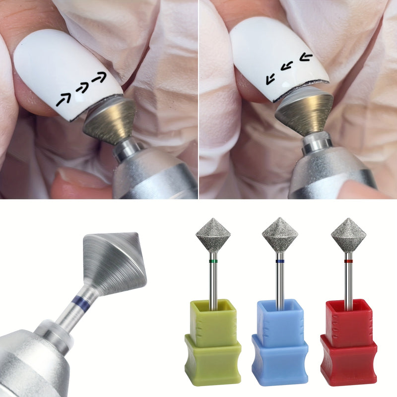Pieza de molienda en forma de rombo para cuidado de pies y máquinas de uñas, diseñada para lijado de grosor de uñas y tratamientos de belleza