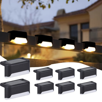 8/12 piezas de luces solares para escaleras, iluminación de escaleras al aire libre