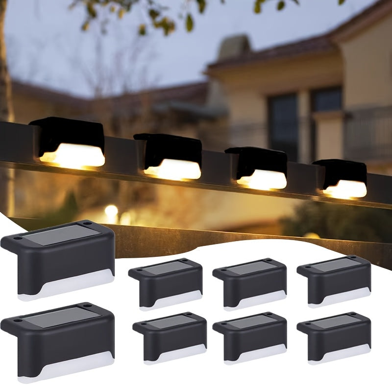 8/12 piezas de luces solares para escaleras, iluminación de escaleras al aire libre